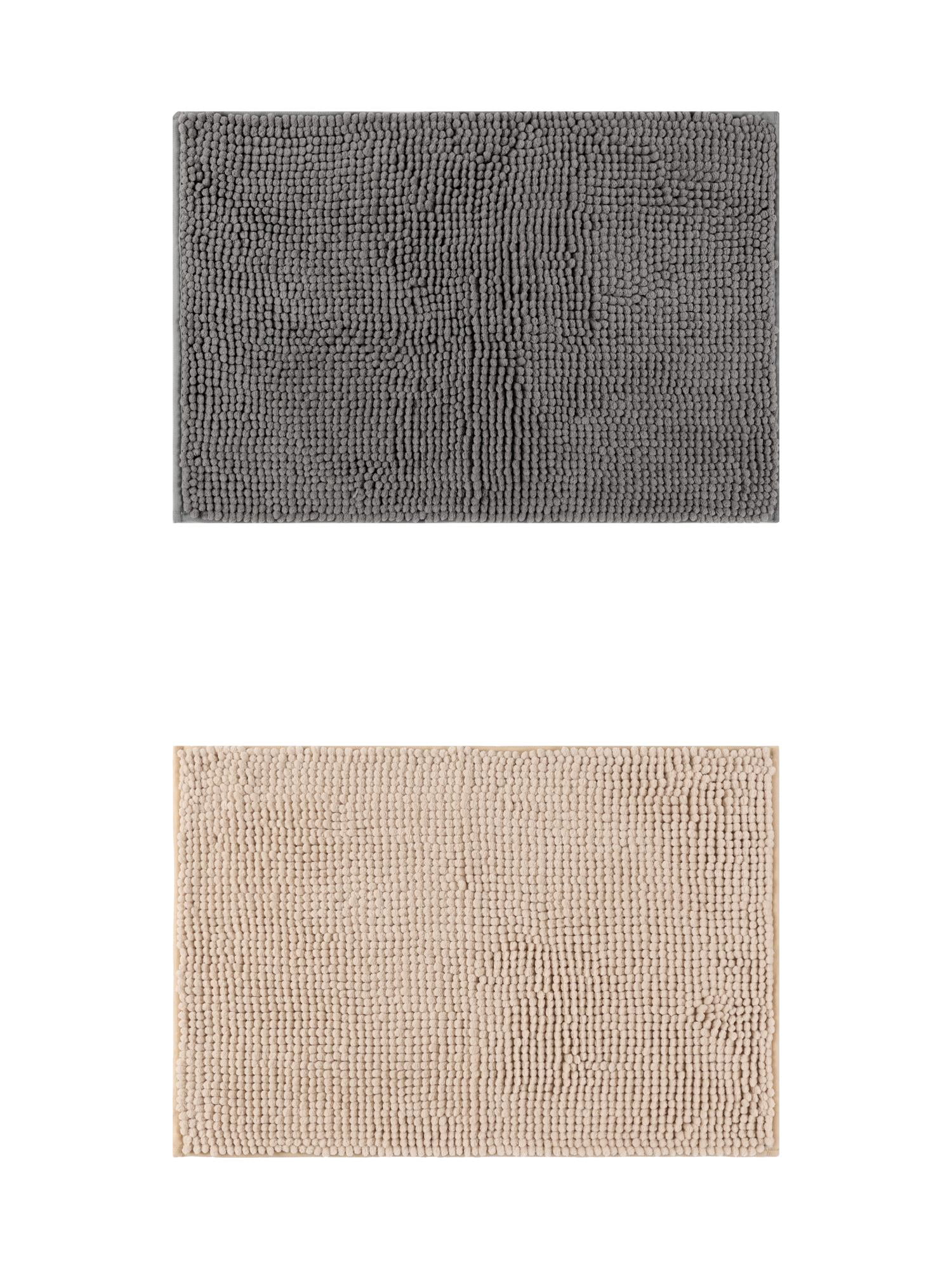Unique Bargains 2 Pcs Non-Slip Microfiber Bathroom Mats Khaki/Grey 20" x 32"