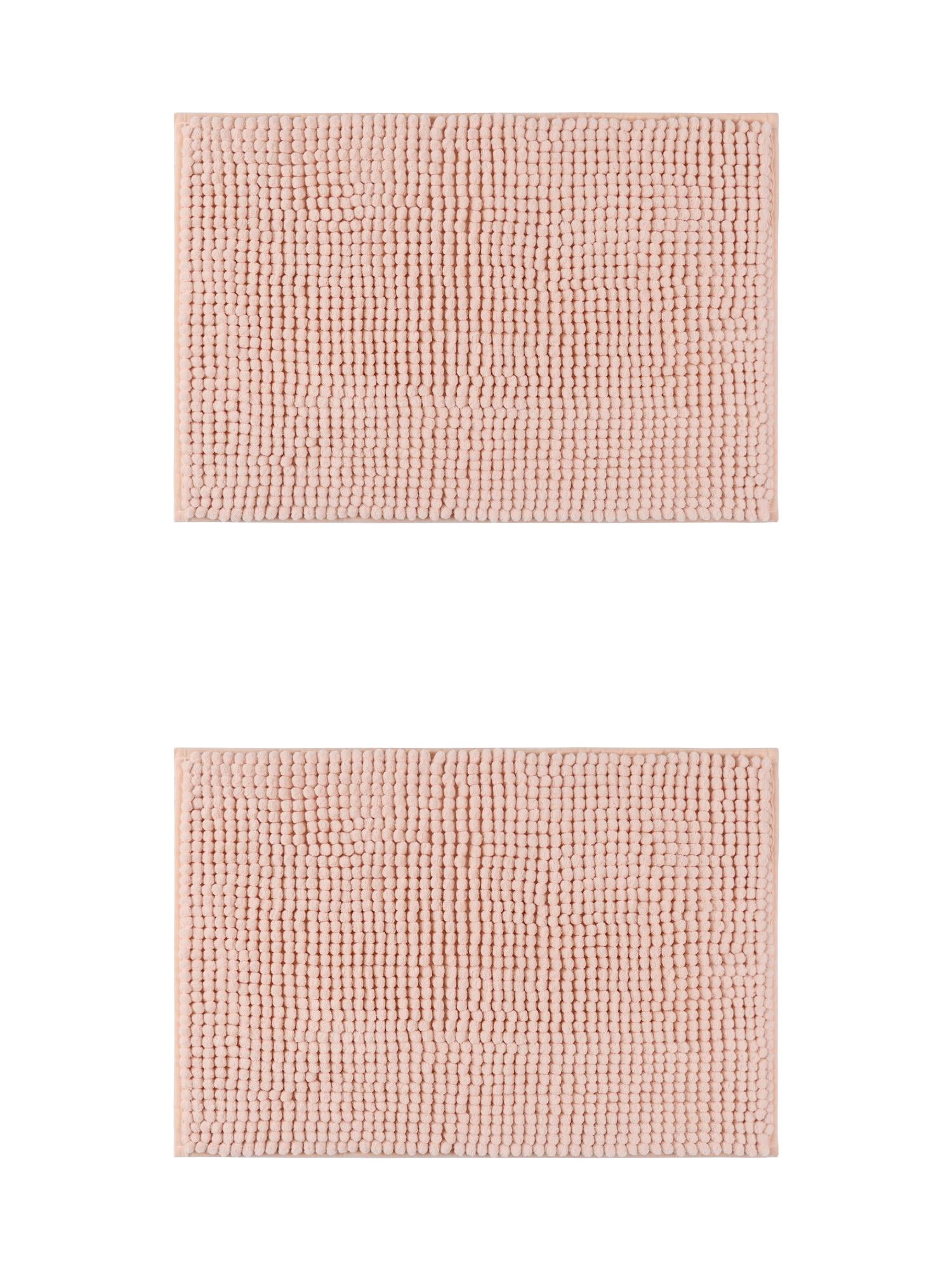 Unique Bargains 2 Pcs Non-Slip Microfiber Bathroom Mats Pink 16" x 24"/20" x 32"