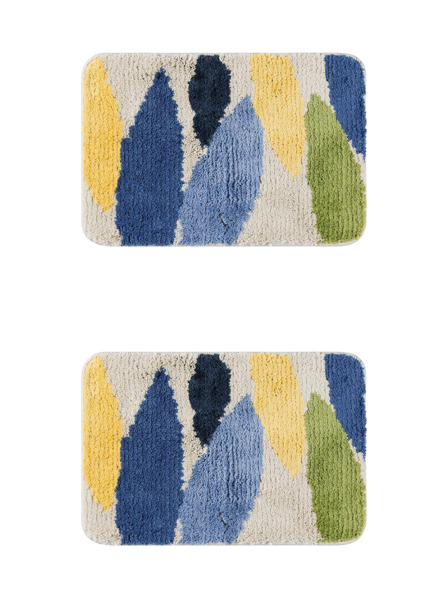 Unique Bargains 2 Pcs Non-Slip Quick Dry Bath Rugs Leaves-3 16" x 24"/20" x 32"
