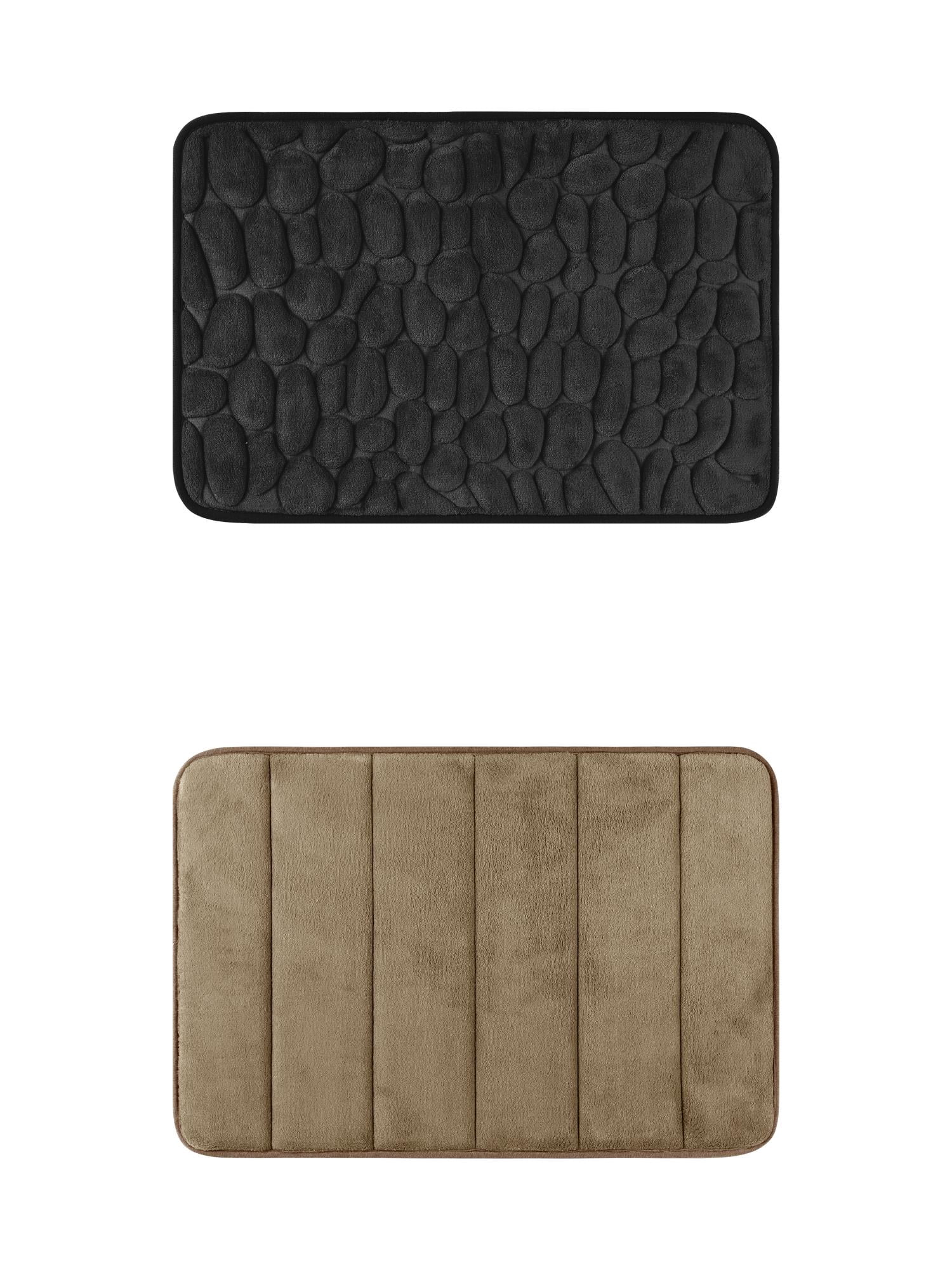 Unique Bargains 2 Pcs Non Slip Soft Bathroom Mat Black/Brown 16" x 24"