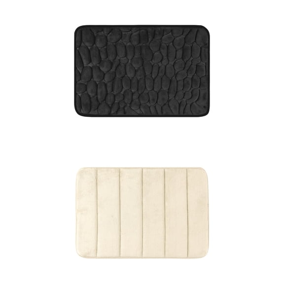 Unique Bargains 2 Pcs Non Slip Soft Bathroom Mat Black/Khaki 16" x 24"