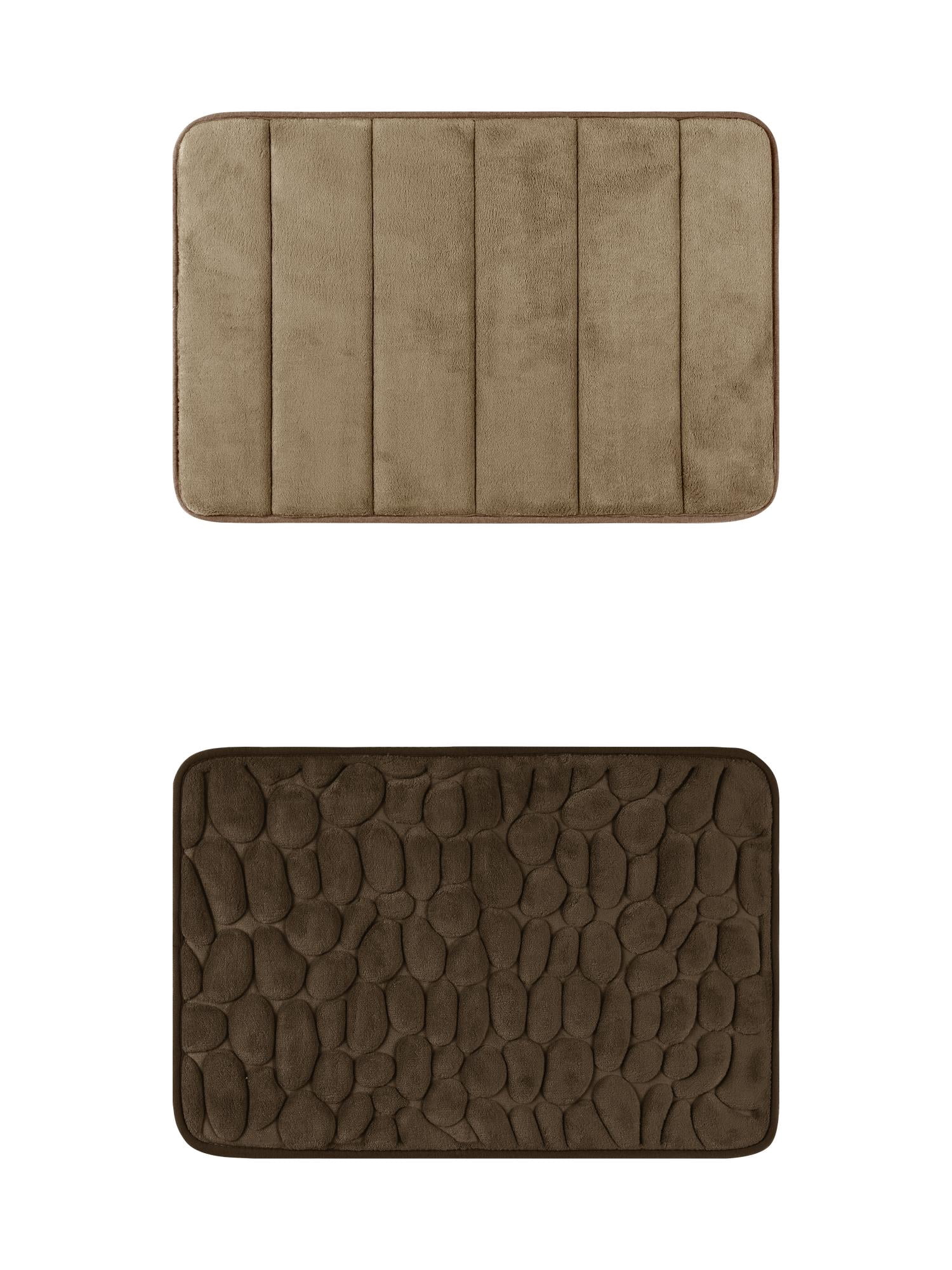 Unique Bargains 2 Pcs Non Slip Soft Bathroom Mat Brown 16" x 24"