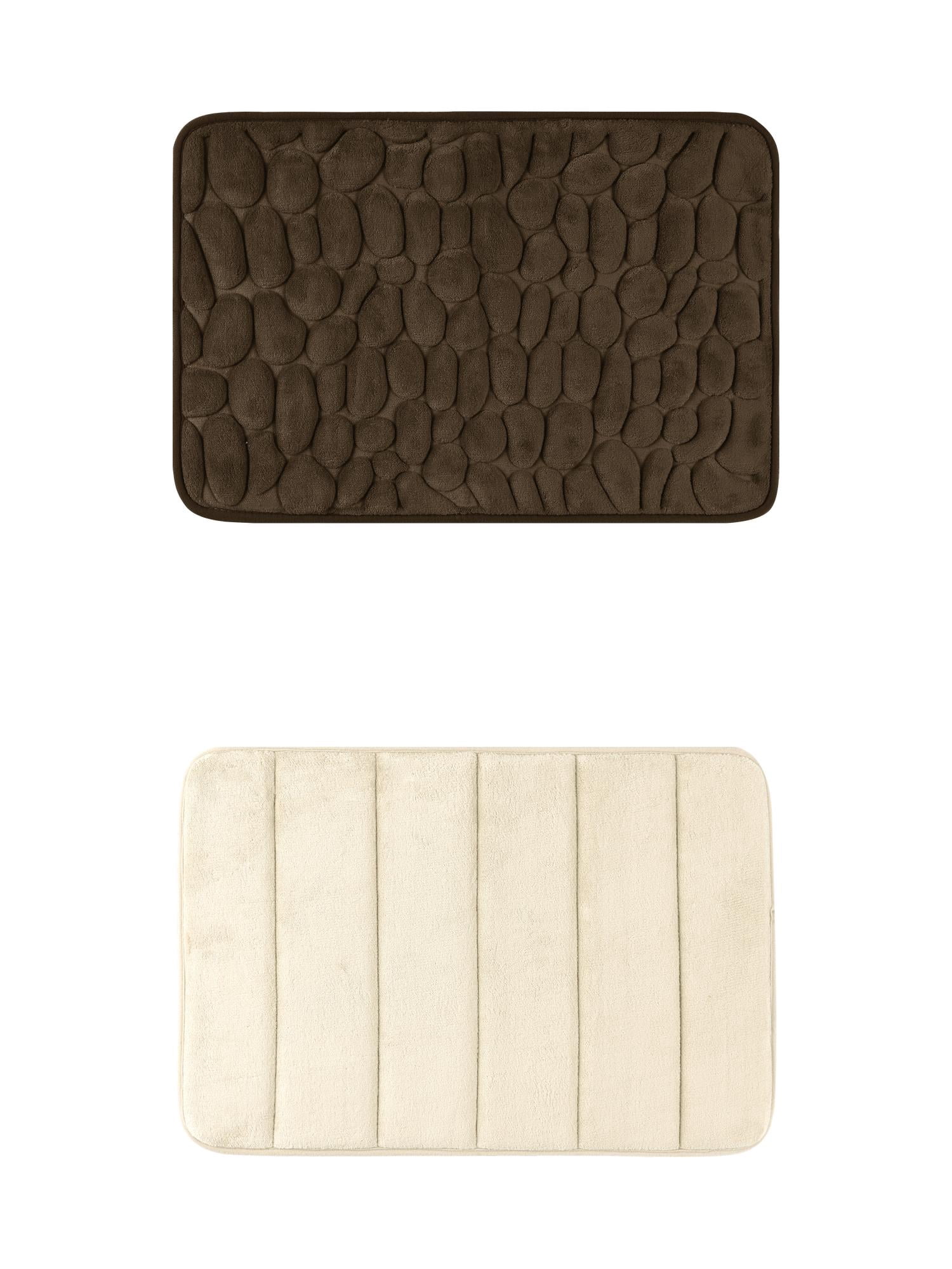 Unique Bargains 2 Pcs Non Slip Soft Bathroom Mat Brown/Khaki 16" x 24"