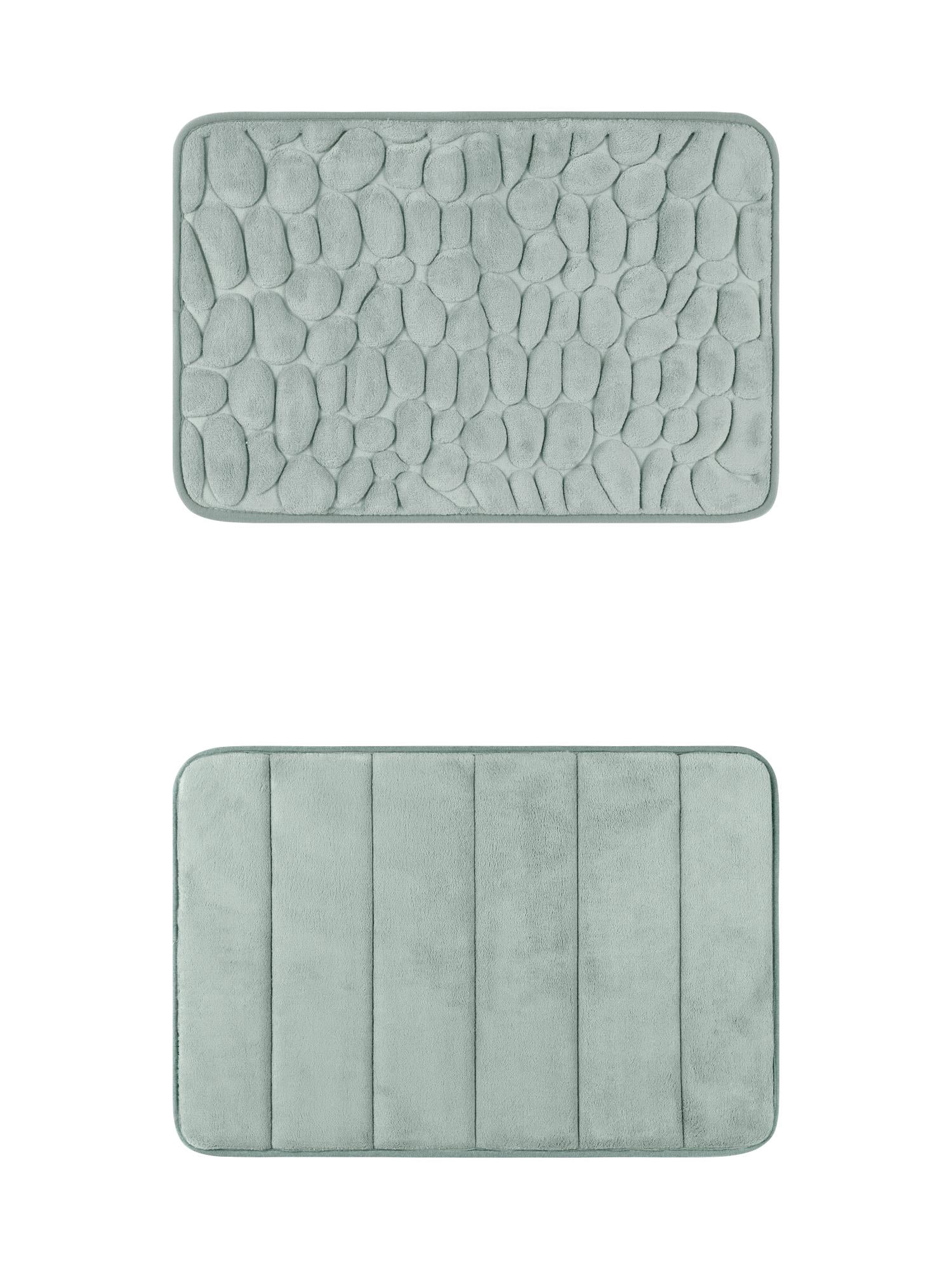 Unique Bargains 2 Pcs Non Slip Soft Bathroom Mat Grey 16" x 24"