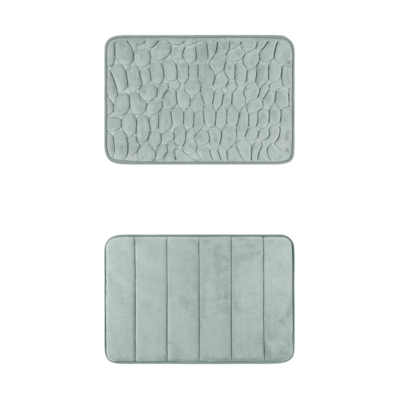 Unique Bargains 2 Pcs Non Slip Soft Bathroom Mat Grey 16" x 24"