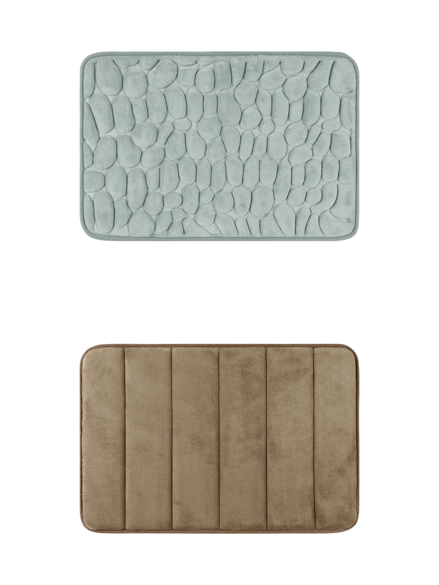 Unique Bargains 2 Pcs Non Slip Soft Bathroom Mat Grey/Brown 20" x 32"