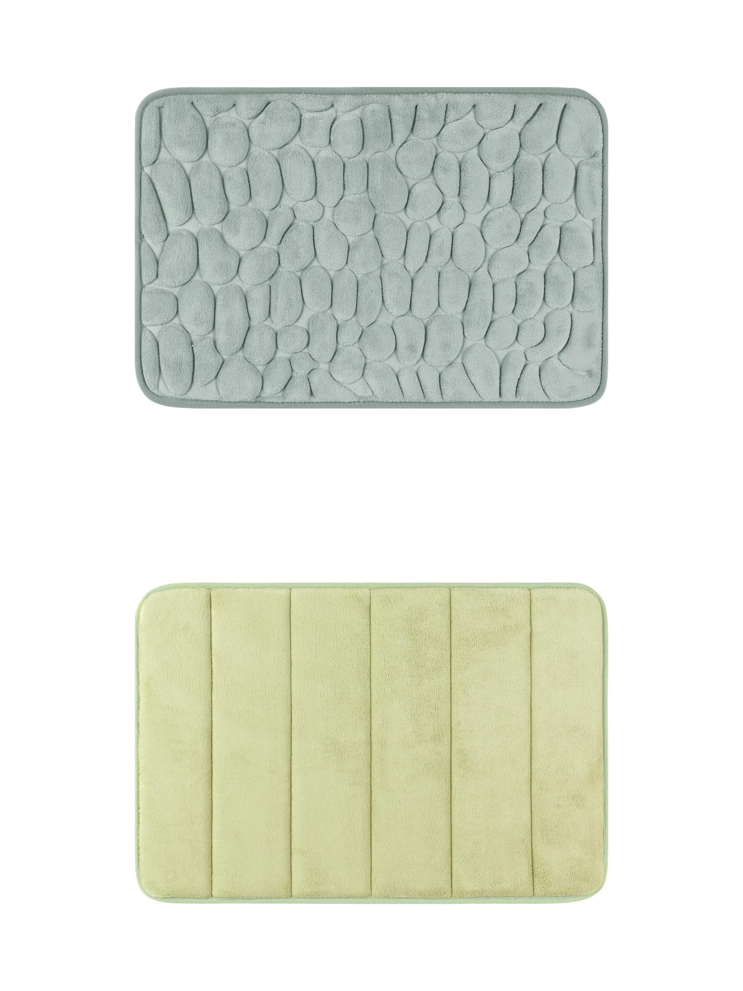 Unique Bargains 2 Pcs Non Slip Soft Bathroom Mat Grey/Green 16" x 24"