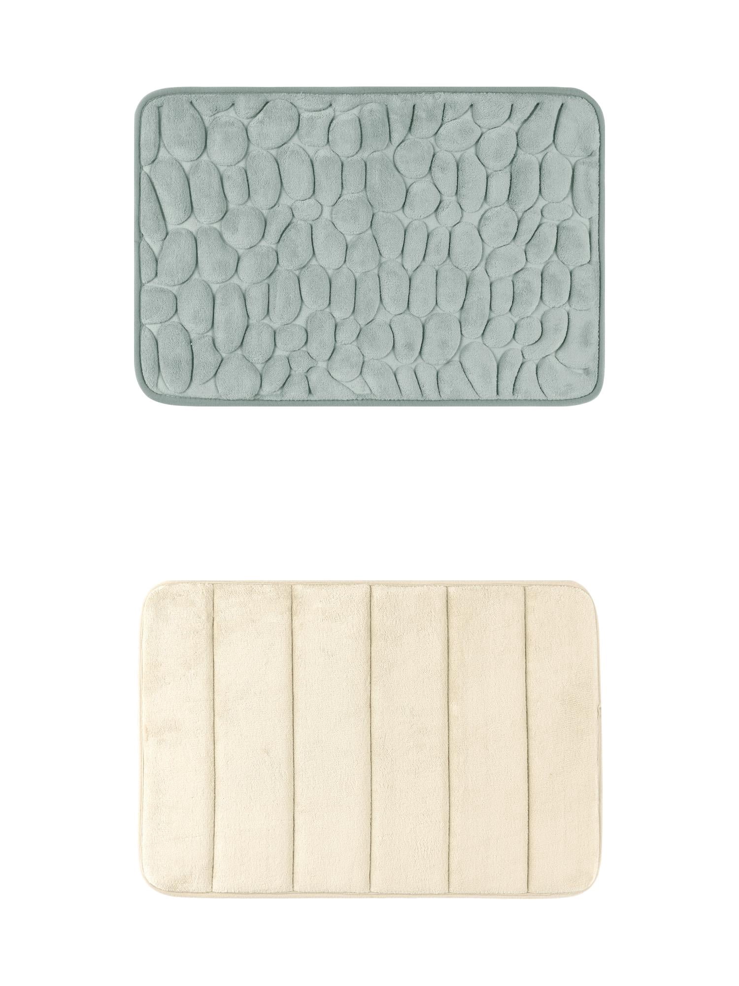 Unique Bargains 2 Pcs Non Slip Soft Bathroom Mat Grey/Khaki 20" x 32"