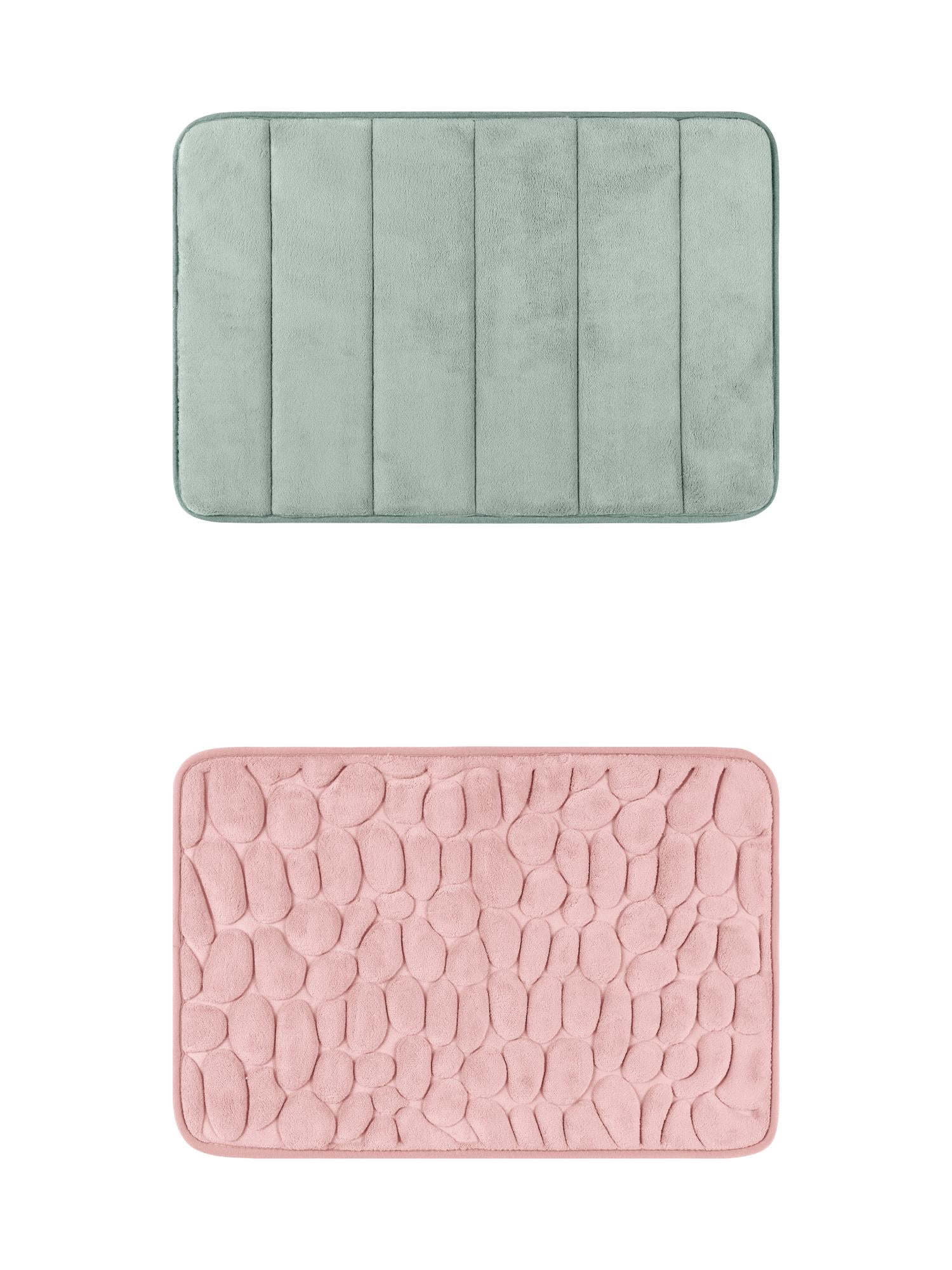 Unique Bargains 2 Pcs Non Slip Soft Bathroom Mat Grey/Pink 16" x 24"