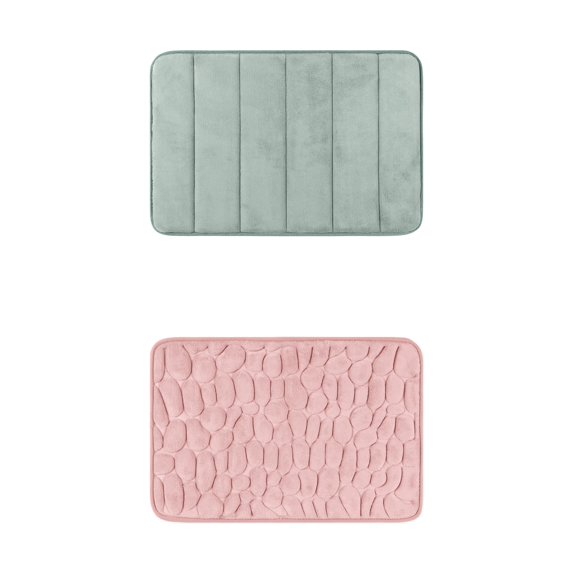 Unique Bargains 2 Pcs Non Slip Soft Bathroom Mat Grey/Pink 16" x 24"