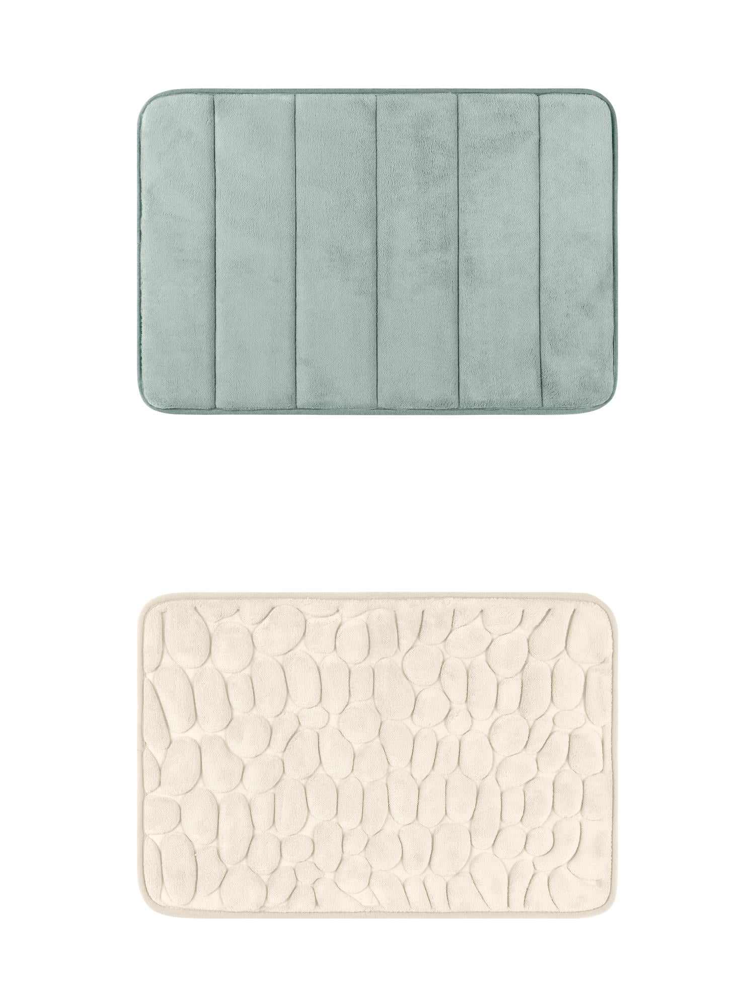Unique Bargains 2 Pcs Non Slip Soft Bathroom Mat Khaki/Grey 16" x 24"