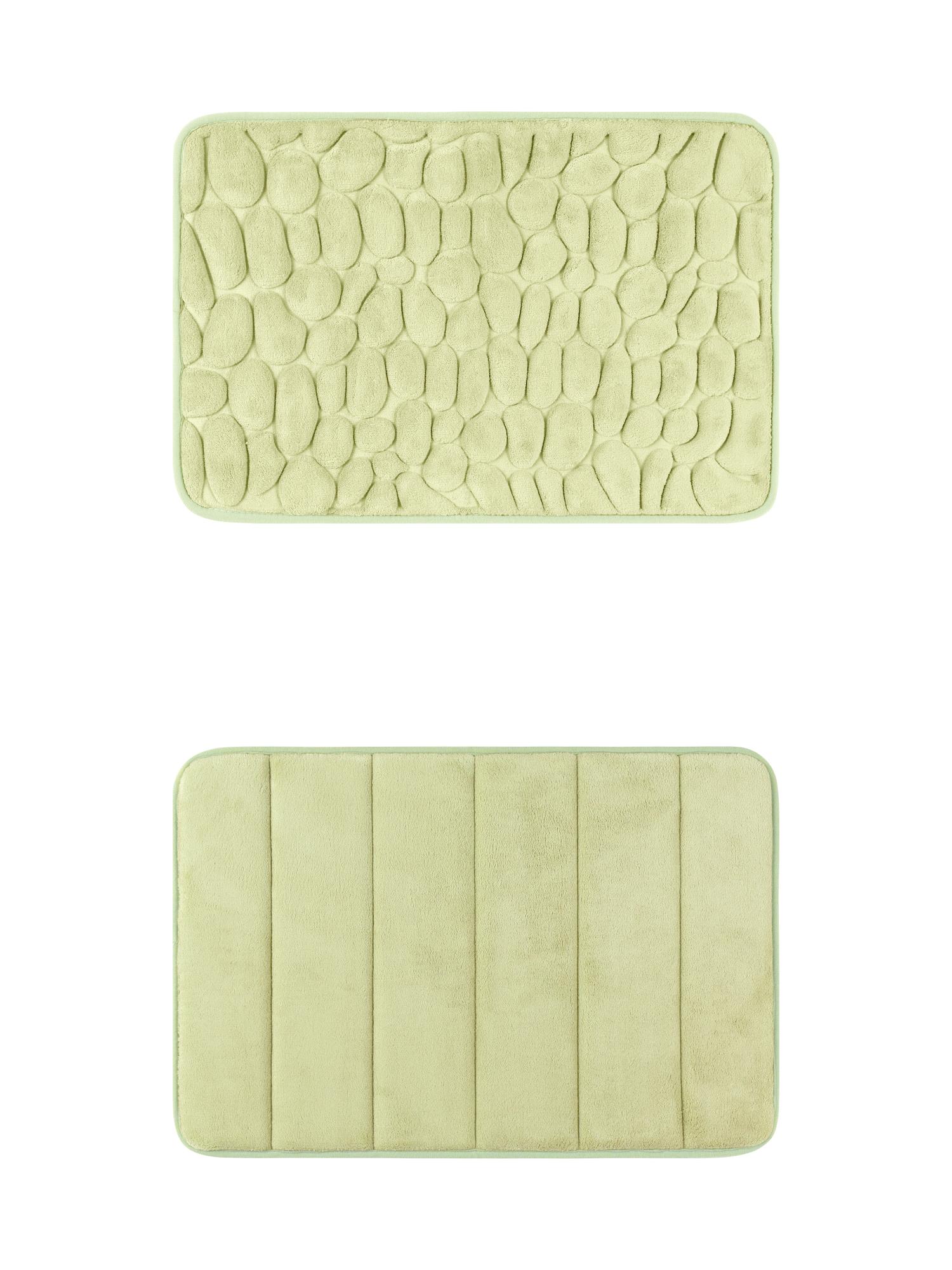 Unique Bargains 2 Pcs Non Slip Soft Bathroom Mat Light Green/Green 16" x 24"