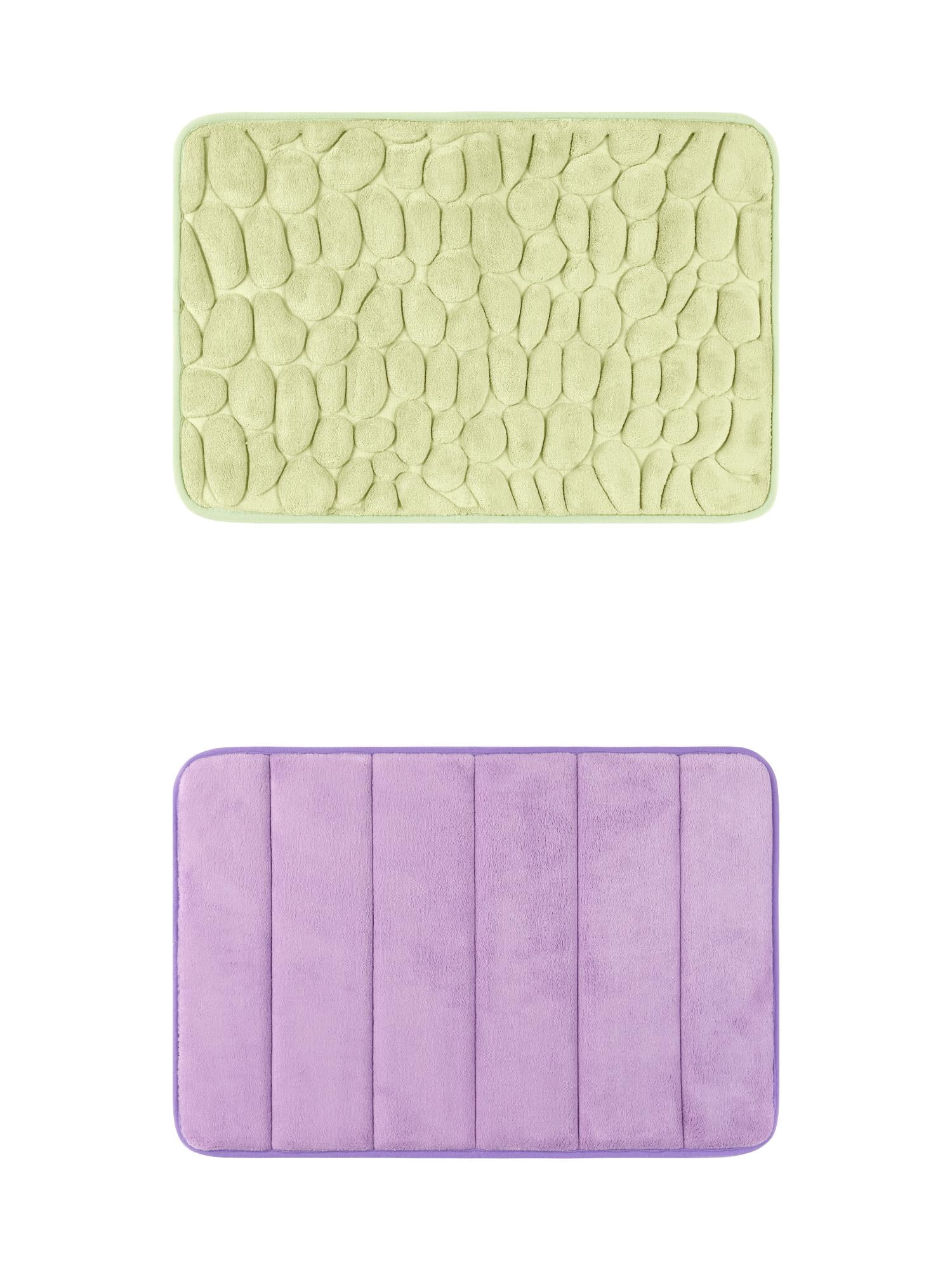 Unique Bargains 2 Pcs Non Slip Soft Bathroom Mat Light Green/Purple 16" x 24"