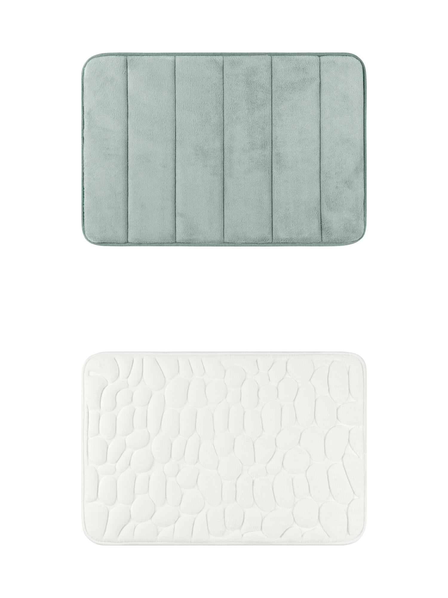 Unique Bargains 2 Pcs Non Slip Soft Bathroom Mat Milky White/Grey 20" x 32"