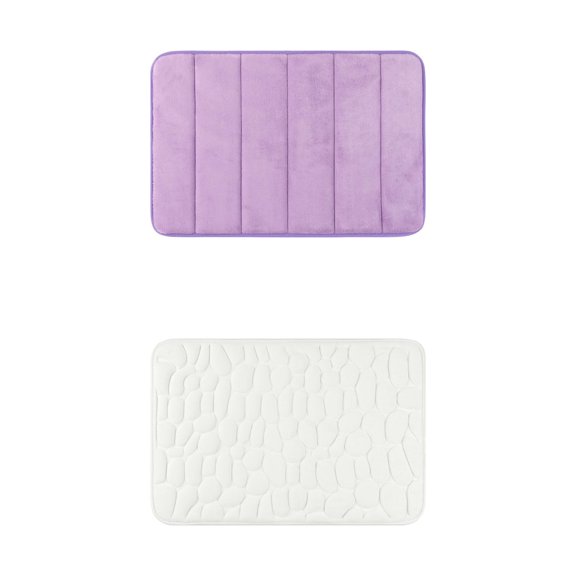 Unique Bargains 2 Pcs Non Slip Soft Bathroom Mat Milky White/Purple 16" x 24"