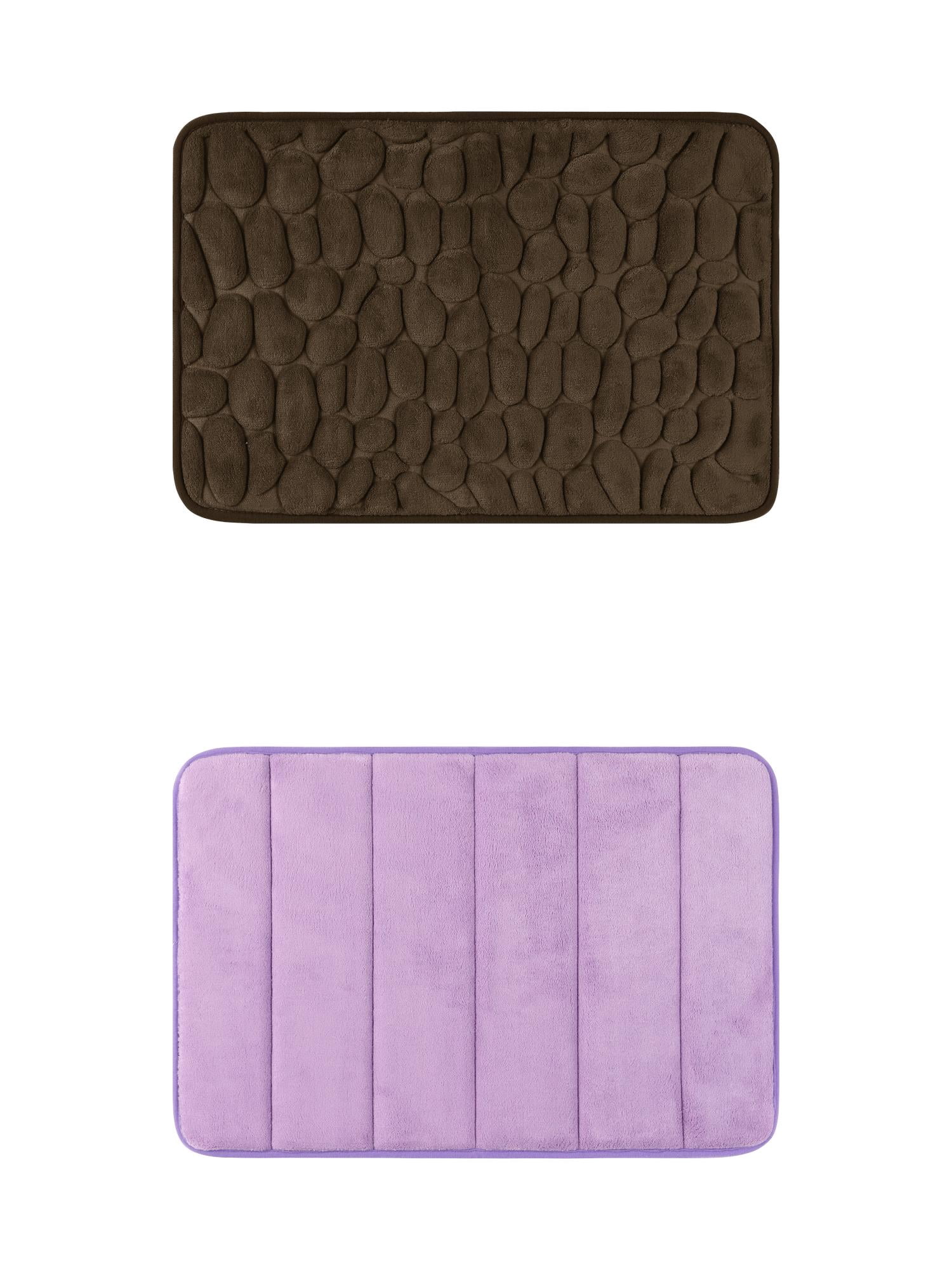 Unique Bargains 2 Pcs Non Slip Soft Bathroom Mat Purple/Brown 16" x 24"