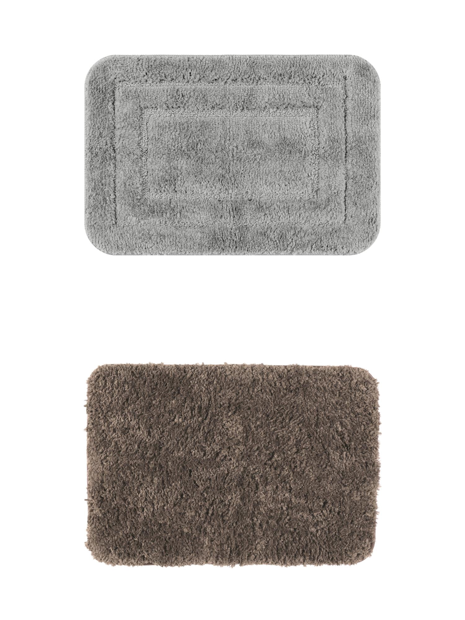 Unique Bargains 2 Pcs Non-Slip Soft Quick Dry Bath Rugs Brown/Dark Gray 20" x 32"