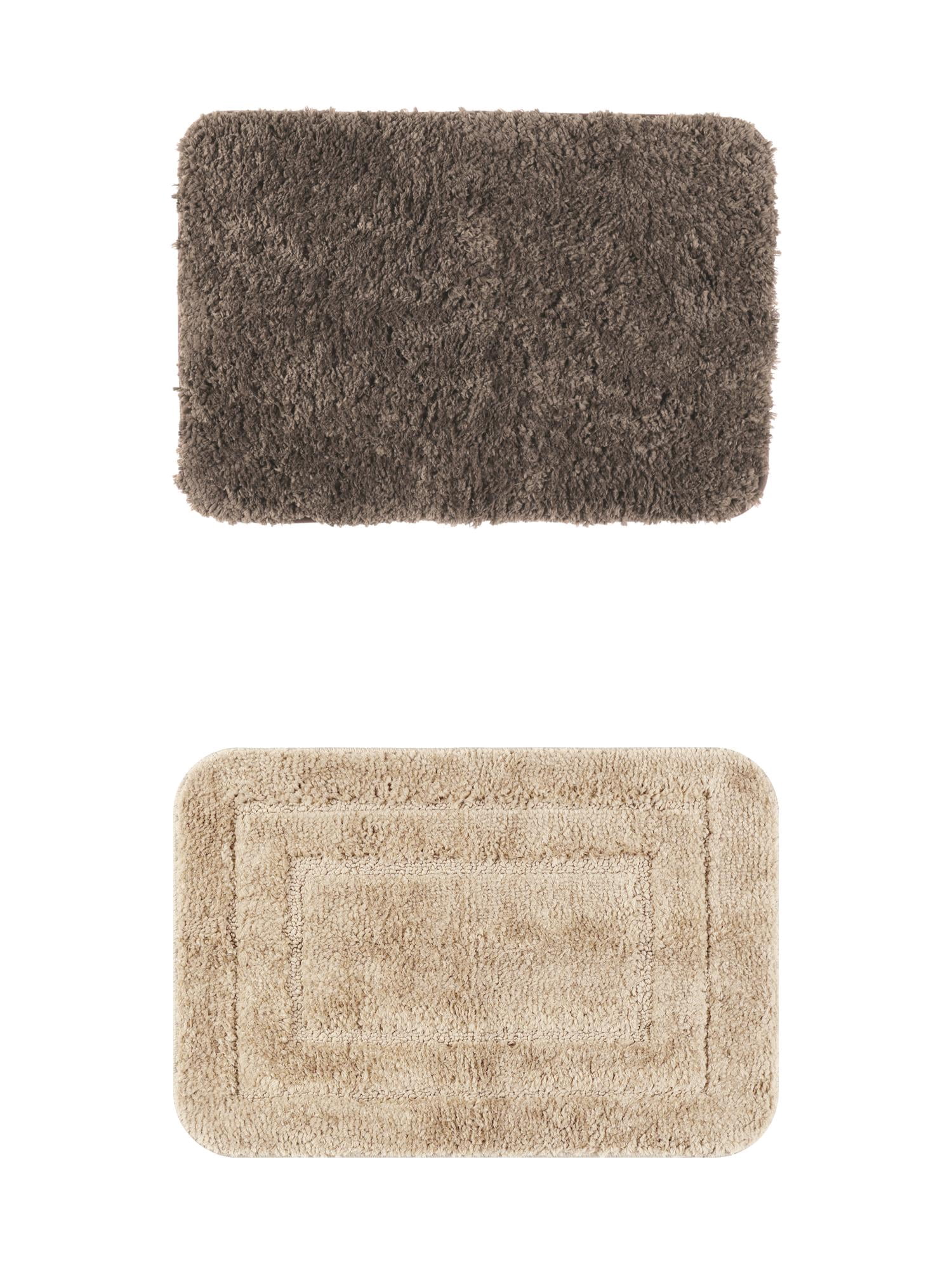Unique Bargains 2 Pcs Non-Slip Soft Quick Dry Bath Rugs Brown/Khaki 20" x 32"