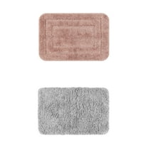 Unique Bargains 2 Pcs Non-Slip Soft Quick Dry Bath Rugs Grey/Pink 16" x 24"