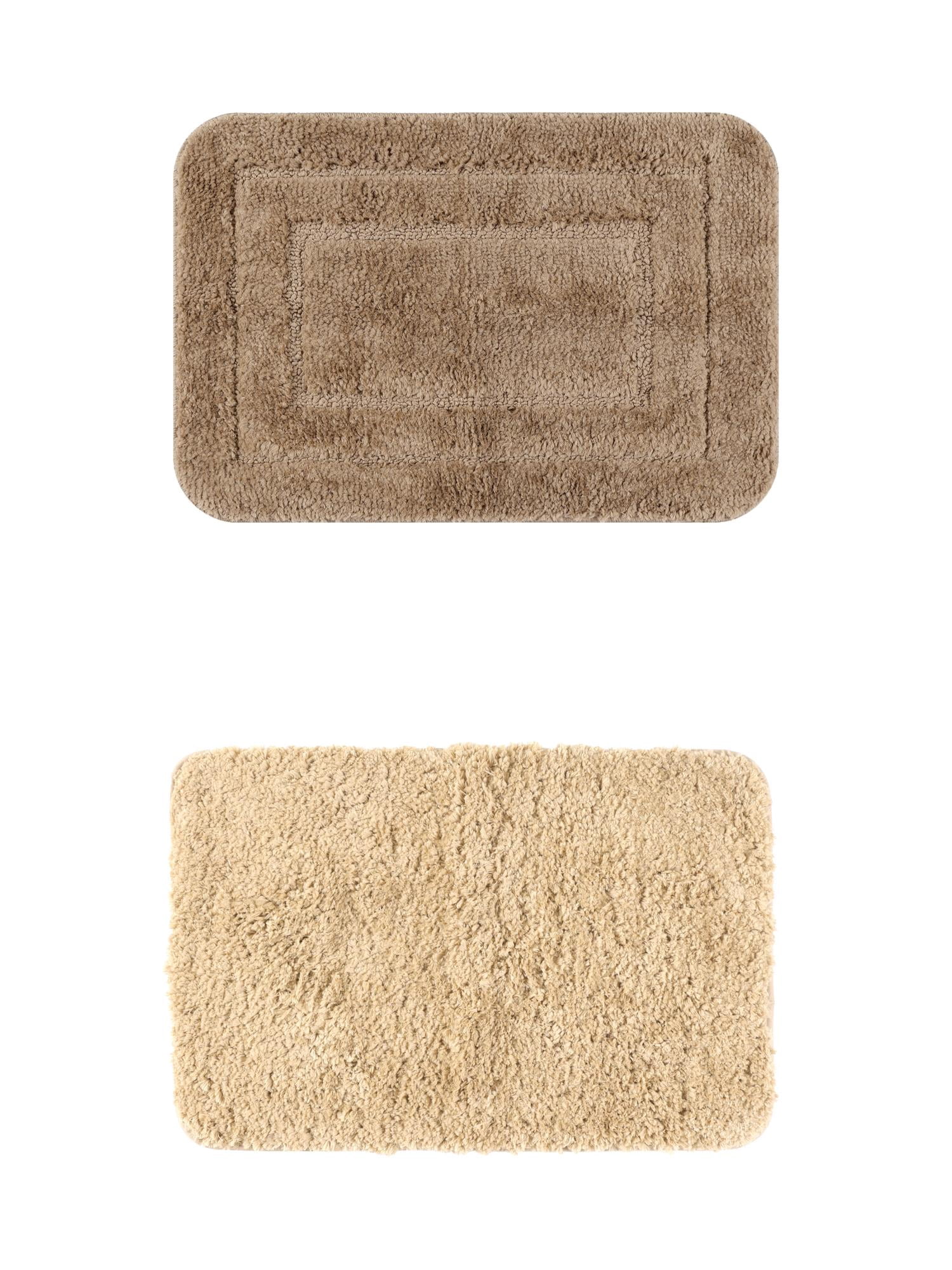 Unique Bargains 2 Pcs Non-Slip Soft Quick Dry Bath Rugs Khaki/Brown 20" x 32"