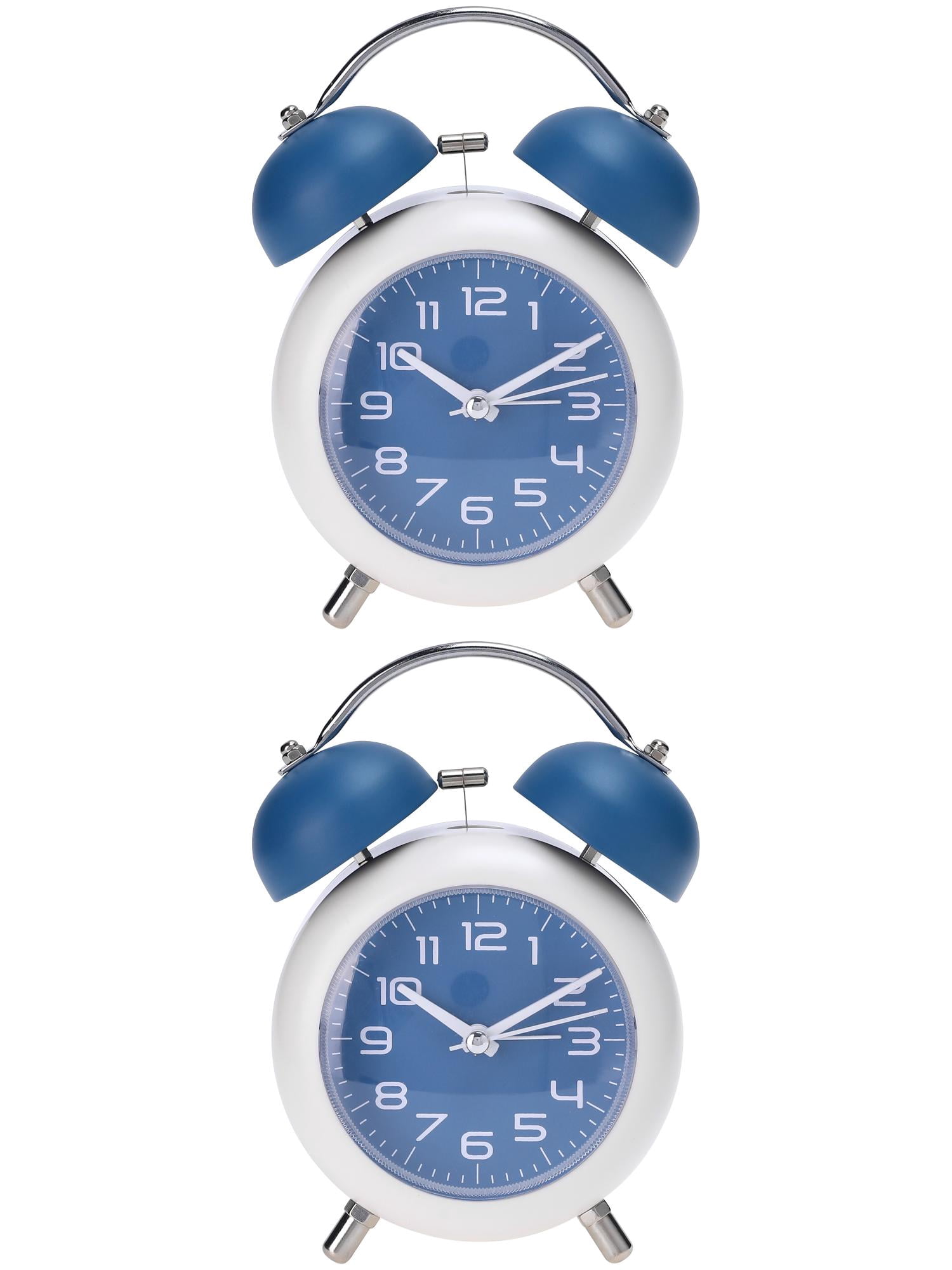 Unique Bargains 2 Pcs Old Fashioned Circle Loud Alarm Clock Blue