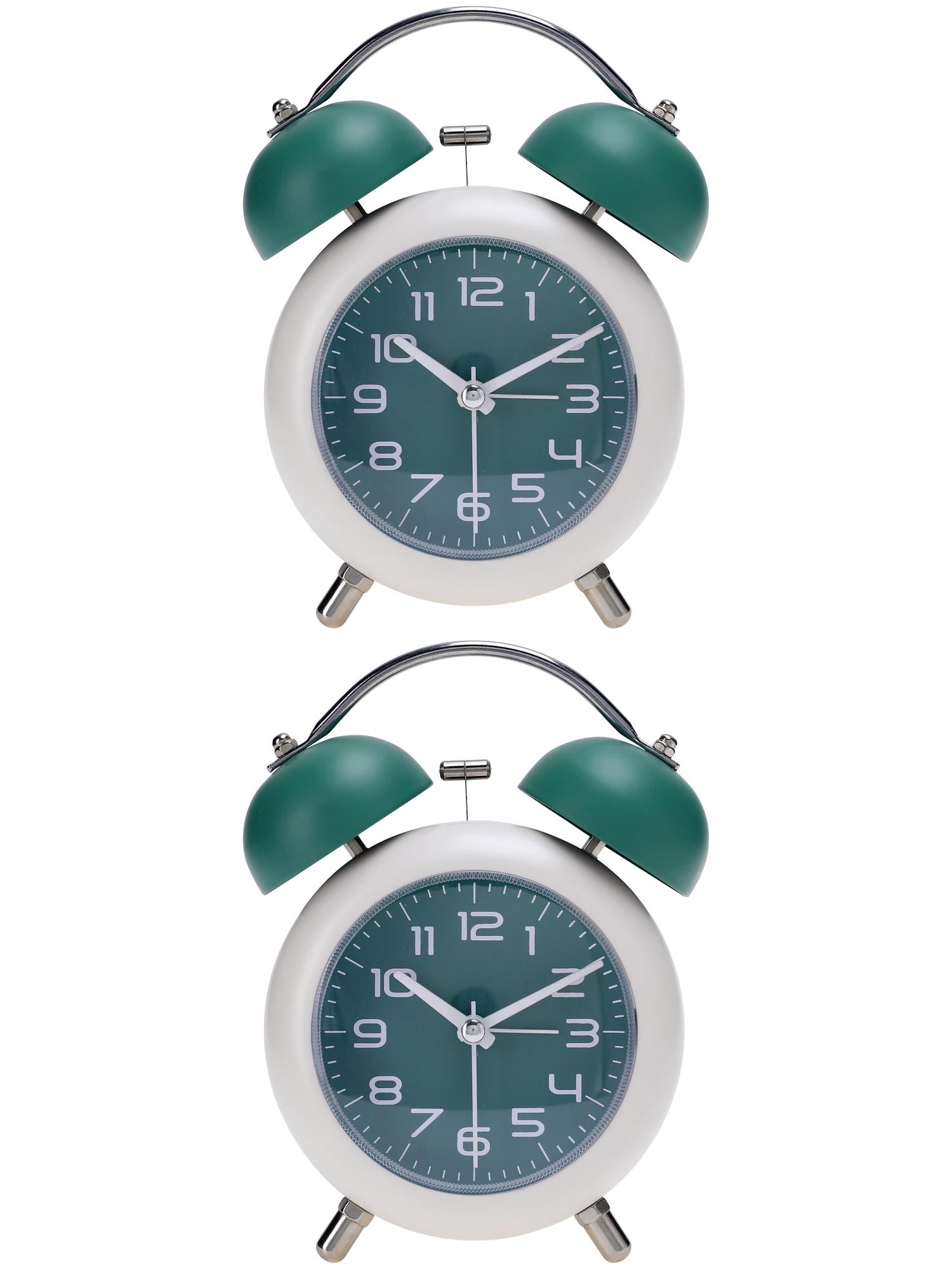 Unique Bargains 2 Pcs Old Fashioned Circle Loud Alarm Clock Green