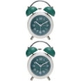thumbnail image 1 of Unique Bargains 2 Pcs Old Fashioned Circle Loud Alarm Clock Green, 1 of 5
