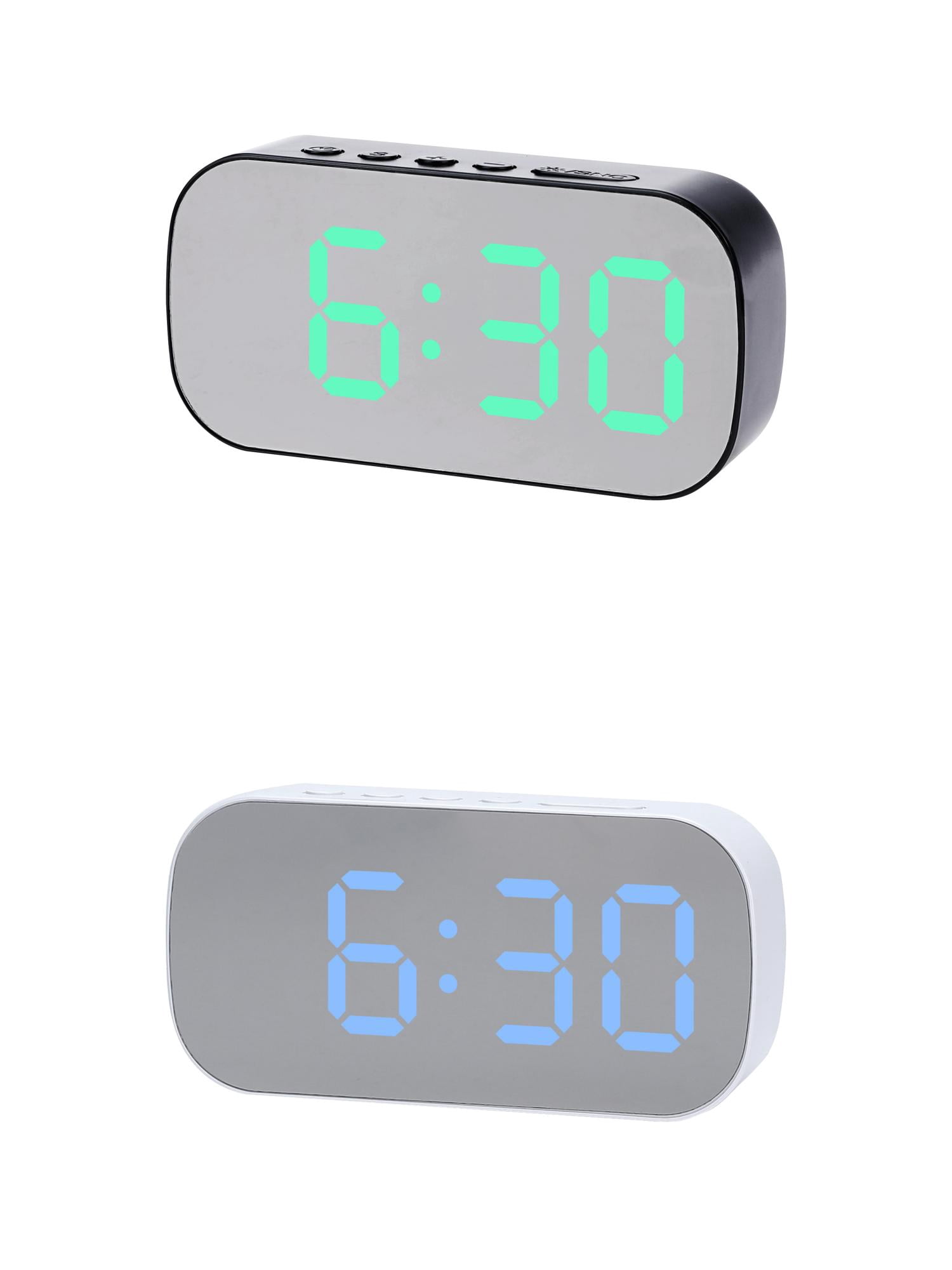 Unique Bargains 2 Pcs Oval Alarm Clock Snooze 5.1 x 2.6 x 1.4 in Black Green/White Blue