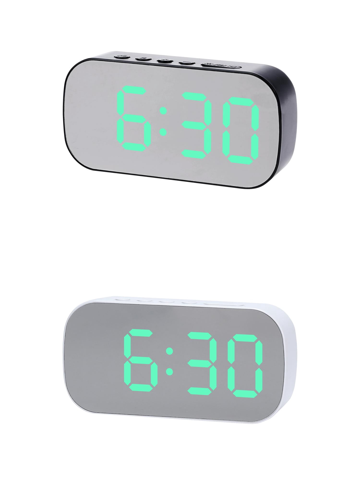Unique Bargains 2 Pcs Oval Alarm Clock Snooze 5.1 x 2.6 x 1.4 in Black Green/White Green