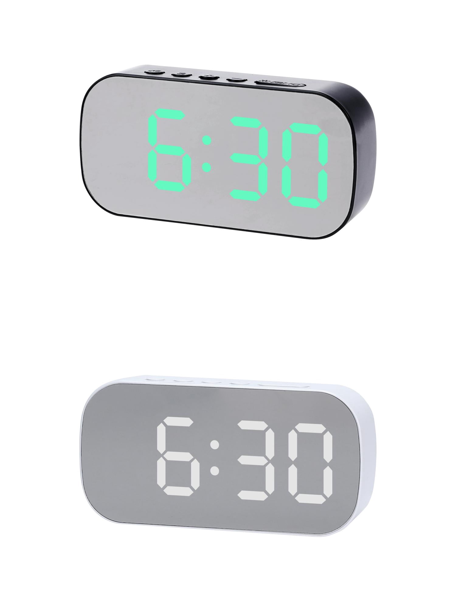 Unique Bargains 2 Pcs Oval Alarm Clock Snooze 5.1 x 2.6 x 1.4 in Black Green/White