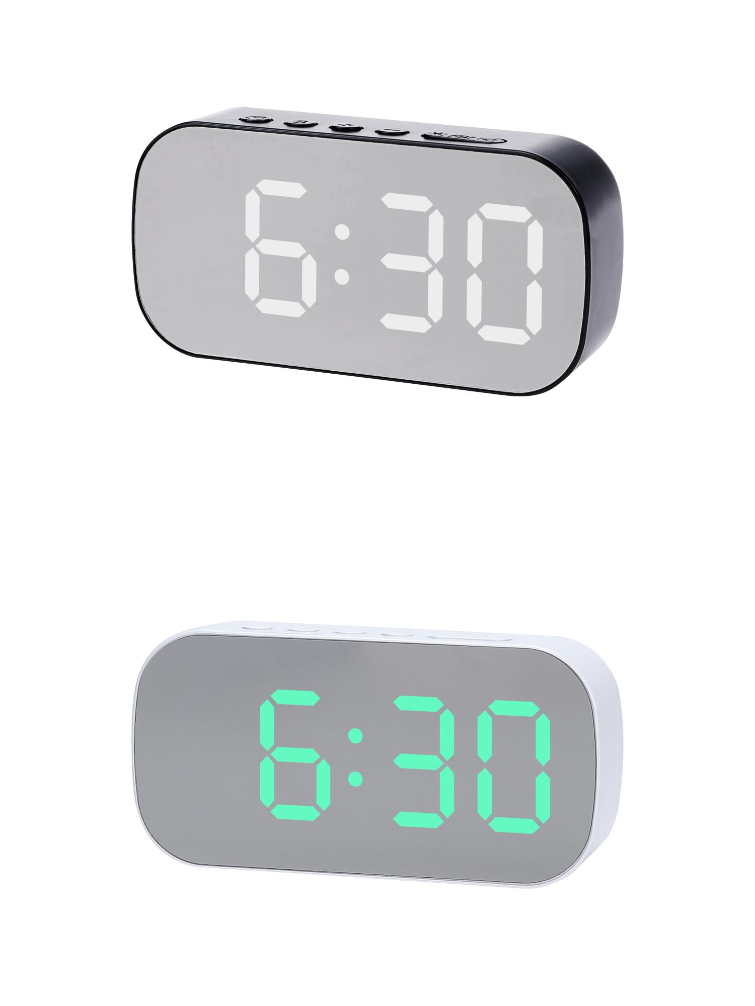 Unique Bargains 2 Pcs Oval Alarm Clock Snooze 5.1 x 2.6 x 1.4 in Black White/White Green