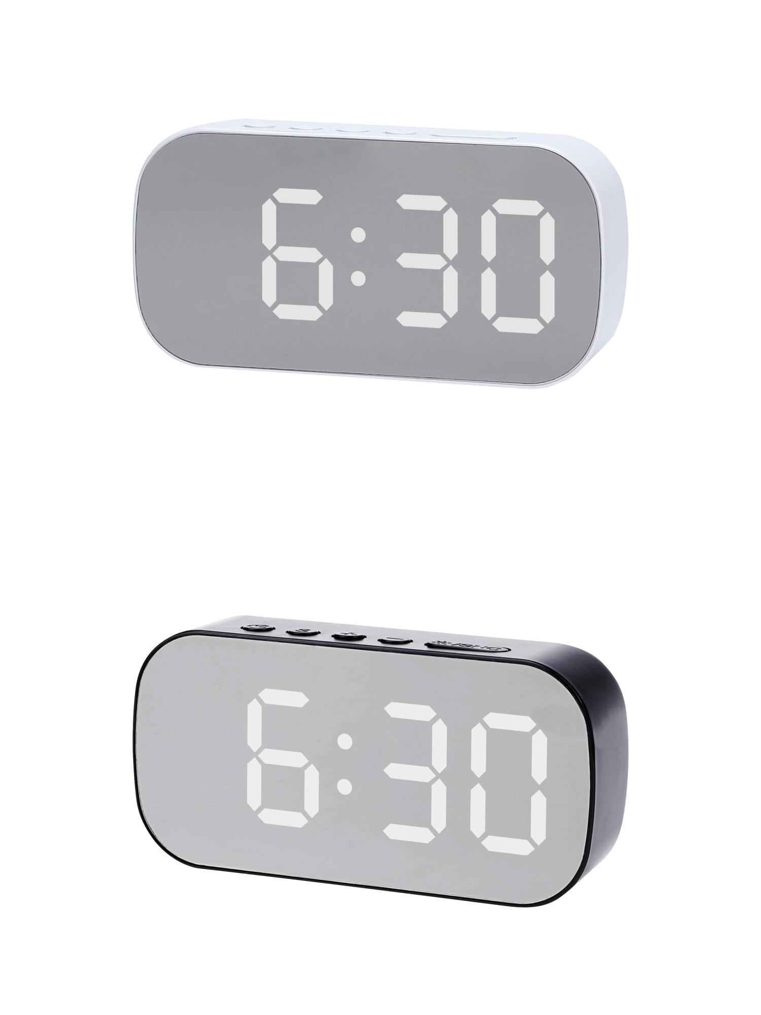 Unique Bargains 2 Pcs Oval Alarm Clock Snooze 5.1 x 2.6 x 1.4 in Black White/White