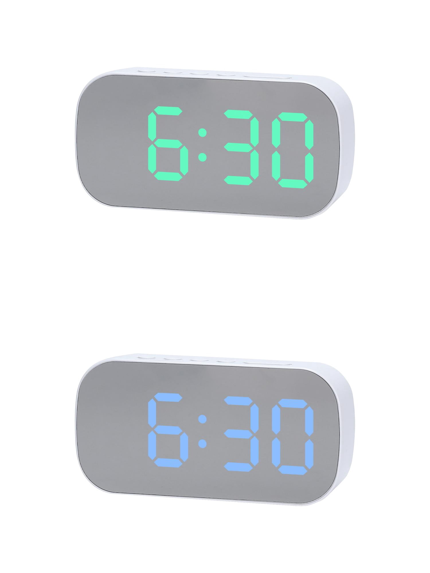 Unique Bargains 2 Pcs Oval Alarm Clock Snooze 5.1 x 2.6 x 1.4 in White Green/White Blue