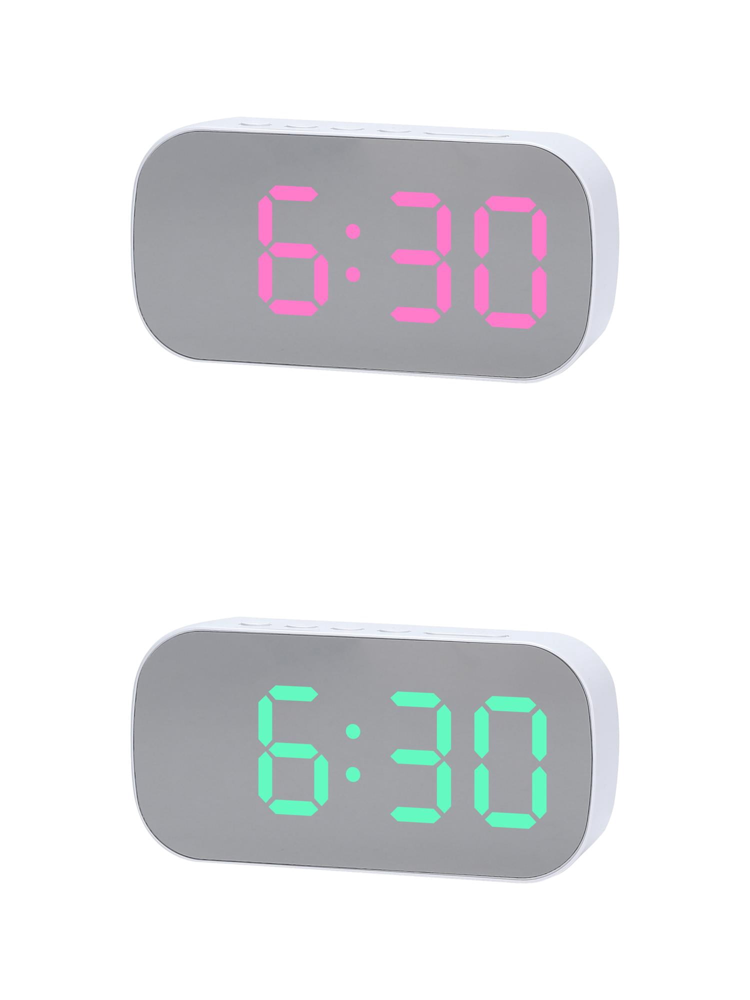 Unique Bargains 2 Pcs Oval Alarm Clock Snooze 5.1 x 2.6 x 1.4 in White Green/White Pink