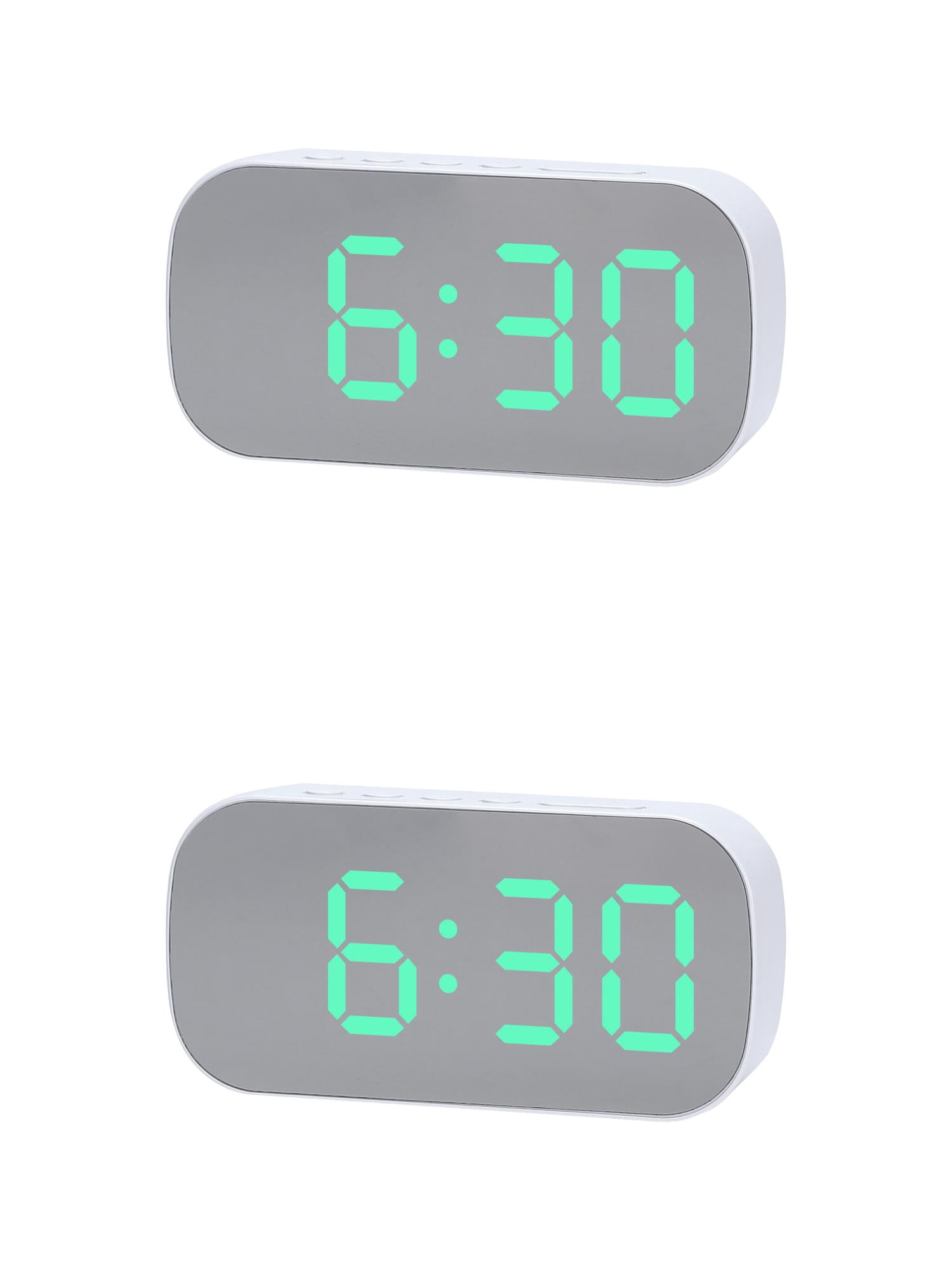 Unique Bargains 2 Pcs Oval Alarm Clock Snooze 5.1 x 2.6 x 1.4 in White Green