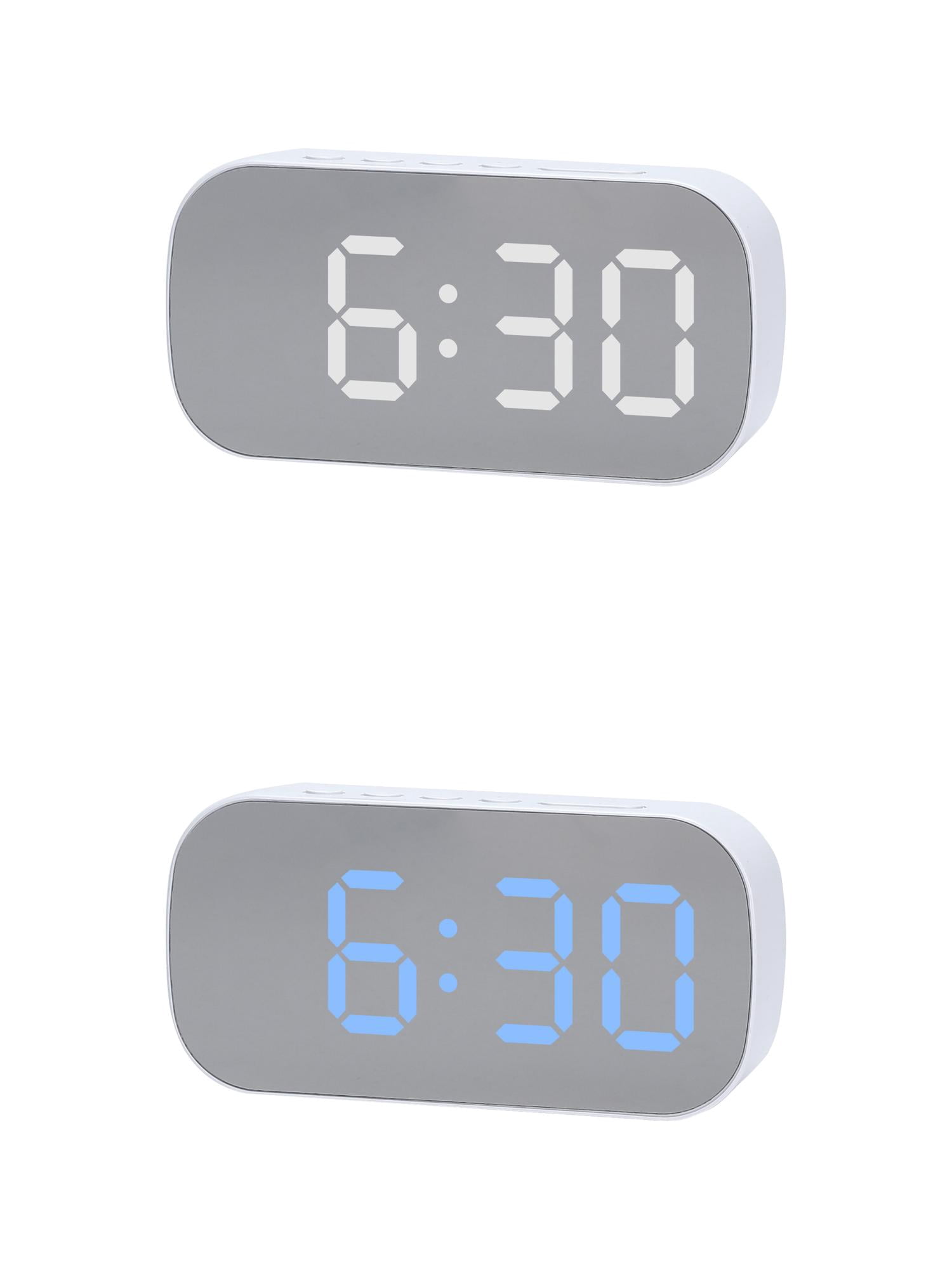 Unique Bargains 2 Pcs Oval Alarm Clock Snooze 5.1 x 2.6 x 1.4 in White/White Blue