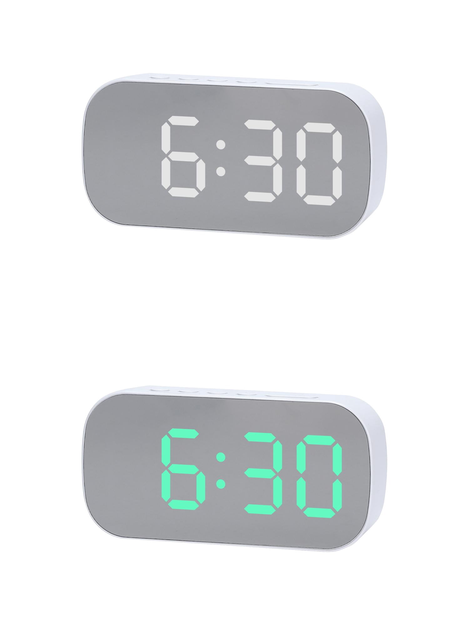 Unique Bargains 2 Pcs Oval Alarm Clock Snooze 5.1 x 2.6 x 1.4 in White/White Green