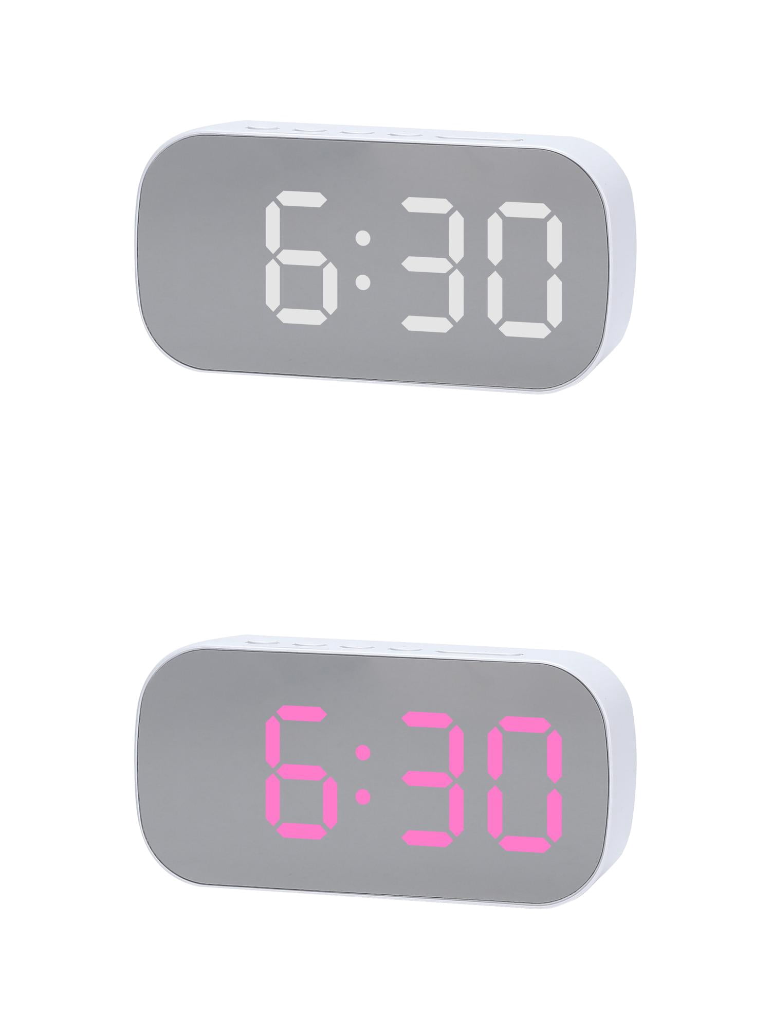 Unique Bargains 2 Pcs Oval Alarm Clock Snooze 5.1 x 2.6 x 1.4 in White/White Pink