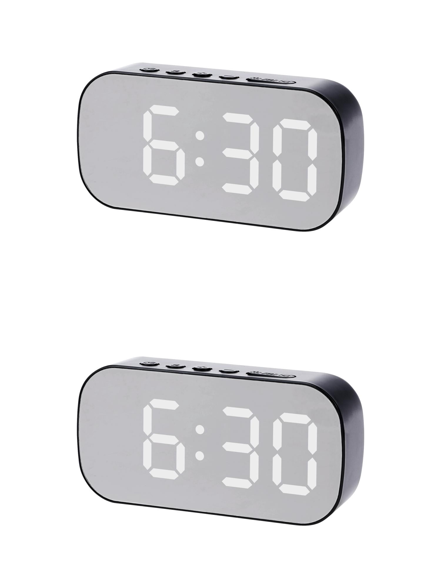 Unique Bargains 2 Pcs Oval Alarm Clock Snooze Black White
