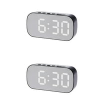 Unique Bargains 2 Pcs Oval Alarm Clock Snooze Black White