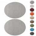 thumbnail image 1 of Unique Bargains 2 Pcs Oval Bamboo-like Texture Placemat Silver Tone Gray, 1 of 4