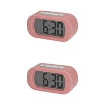 Unique Bargains 2 Pcs Oval Digital Alarm Clock Adjustable Alarm Snooze Pink