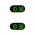 thumbnail image 1 of Unique Bargains 2 Pcs Oval Digital Alarm Clock Bedroom Black Green, 1 of 6