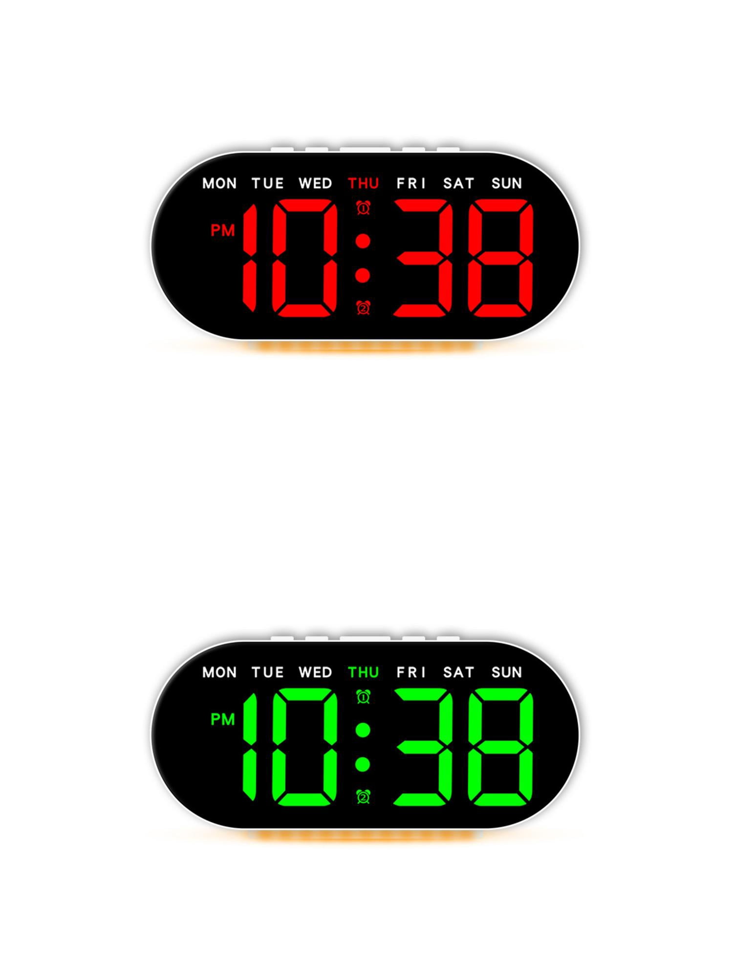 Unique Bargains 2 Pcs Oval Digital Alarm Clock Bedroom White Green/White Red