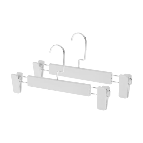 Unique Bargains 2 Pcs Pants Hanger with Clips Plastic Clip Garment Hanger White
