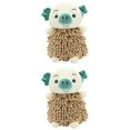 thumbnail image 1 of Unique Bargains 2 Pcs Piggy Chenille Hand Towels 7" x 11" Brown, 1 of 4