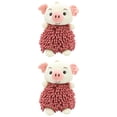 thumbnail image 1 of Unique Bargains 2 Pcs Piggy Chenille Hand Towels 7" x 11" Indian Red, 1 of 4