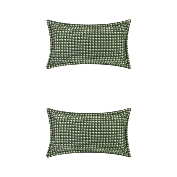 Unique Bargains 2 Pcs Plaid Pillow Covers Square Cushion Covers Decorative Pillow Cases Green Grid 12" x 20"