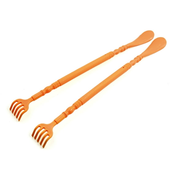 Unique Bargains 2 Pcs Body Massage Back Scratcher & Shoe Horn 2 in 1 Tool Shoe Wearing Combo Yellow