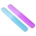 thumbnail image 1 of Unique Bargains 2 Pcs Plastic Lightweight Traveling Toothbrush Holders Case for Travel Business 7.48"x1.06" Purple Blue, 1 of 7